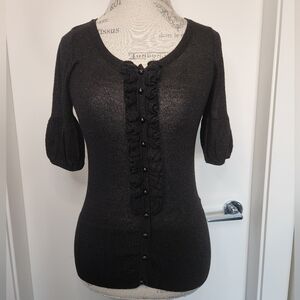 Sparkly Black Puff Sleeve Cardigan